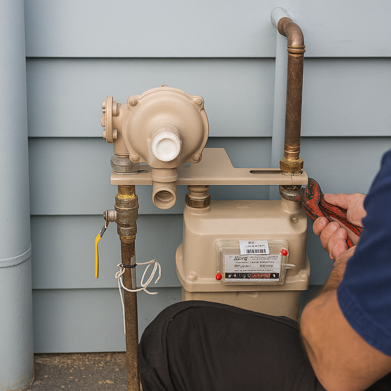 New gas line installation from the gas meter